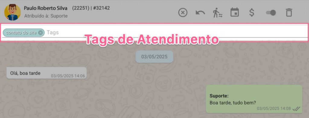 Tags de Atendimento em um Ticket