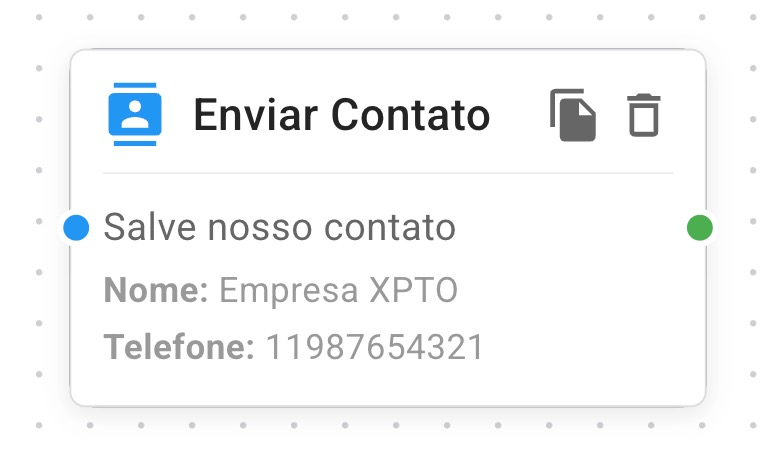 FlowBuilder Bloco Enviar Contato